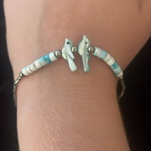 Elegant Silver and Turquoise Bird Bracelet